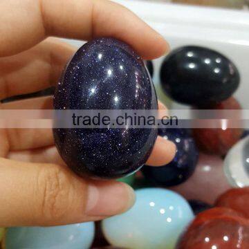 4.7cm Length Simulated Dark Blue Gold Sand Stone Eggs for Easter Gifts