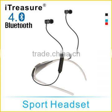 iTreasure 2016 Wireless Sports Neckband v4.0 + EDR Sport Bluetooth Earphones with Microphone built-in