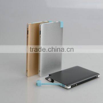 OEM factory china 2016 hot seller aluminium alloy slim card power bank 2600mah