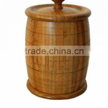 Natural bamboo storage canister with cover