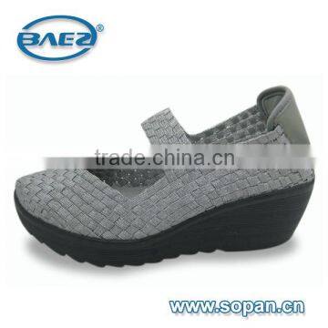 Latest woven shoes for women with pu outsole high heel