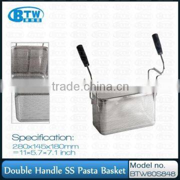 New Arrival Double Handle Perforated Pasta Basket,Stainless Steel Spaghetti Basket Strainer for Commercial Kitchen