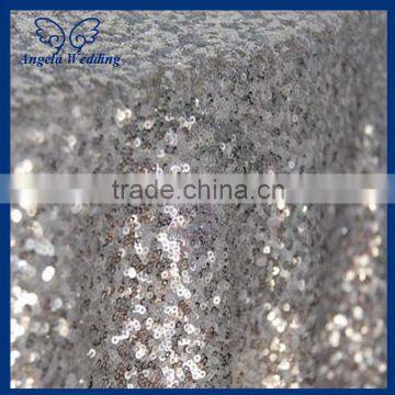 SQN001X New cheap Hot sale fancy 100% polyester embroidery metallic sequence wedding silver sequin table cloth