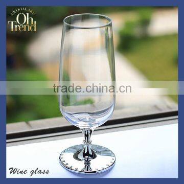 Glassware manufacturer top drawer handmade clear glass beer beer mug with gold neck bottom wine glass bar