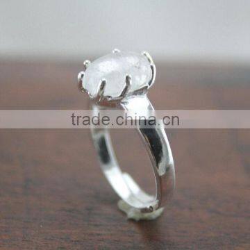 falak gems Natural white crystal ring