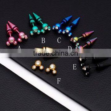 Fashion Stainless Steel Colorful Crystal Body Piercing Jewelry