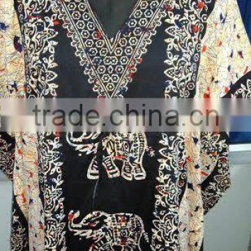 New Design 2016 Dress For Girls/ Ladies Pure Rayon Elephant design Caftan / Kaftans From Jaipur India Wholesale