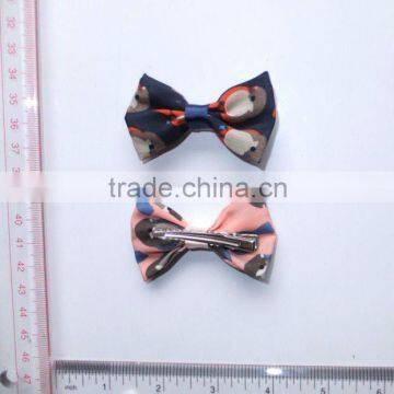 fashion bird printed fabric bow hairgrips