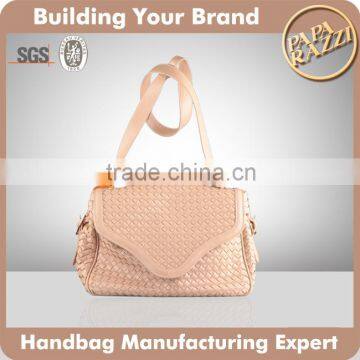 3505-New arrival west style elegant weaving smooth leather shoulder bag