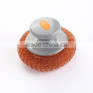 Copper coated scourer with handle