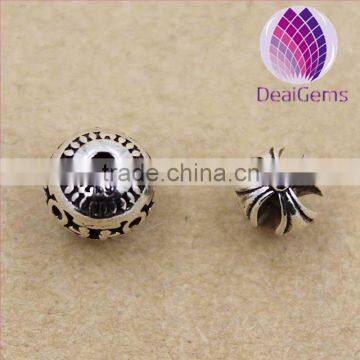 Carved Thai Silver Charm Beads Jewelry Finding