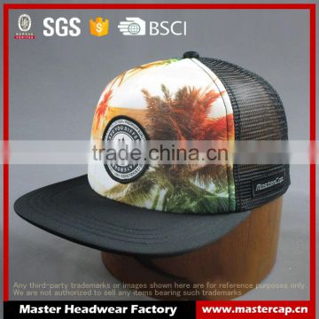 Customer sponge front mesh back snapback cap with woven lable