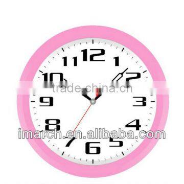 Round wall clock with pink case