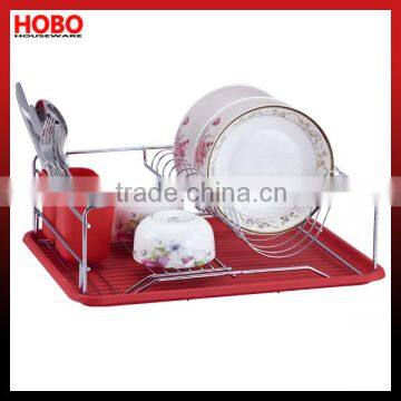Chrome Kitchen Dish Holder With Plastic Tray Dish Rack