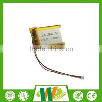 Factory directly!!! Li-polymer 653445 3.7V 1000mAh rechargeble battery for cell phone, control