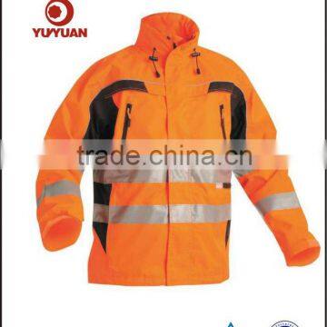 Fluorescent orange high visibility safety outdoor jacket without hood