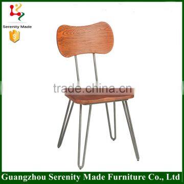 Top sale wire legs restaurant chair with wooden backrest