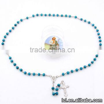 Low price wood bead necklace, hot sale cross pendant necklace