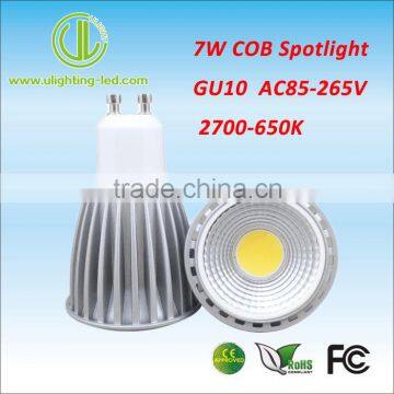 High brightenss AC85-265V GU10 7W COB led spotlight