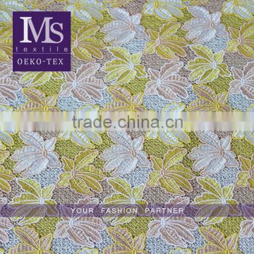 Newest design muti-colors water soluble nylon lace fabric emberoidery