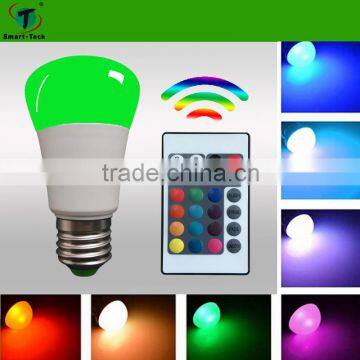 CE RoHS Certificated 2016 Best price hot sale 16 color IR REMOTE control RGBW led bulb lights