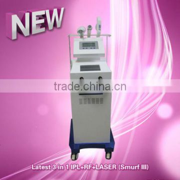 Two LCD screens E-light+RF+Laser tattoo removal multifunction machine for sale with Operation video(FB-LJL-III) with CE