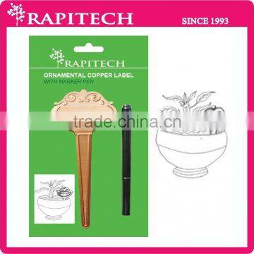 17cmL Gardening Marker Pen With Ornamental Copper Plant Label Metal Label