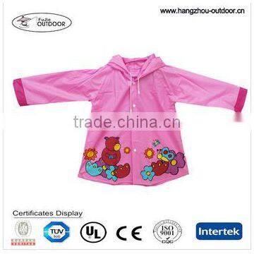 Girl's fashionable pink PVC raincoat