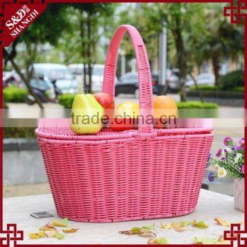 Sweety style food garde PE wicker fruit basket bulk cheap picnic baskets