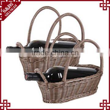 Cheap promotion wine packing used plastic wicker baskets for wine bottles