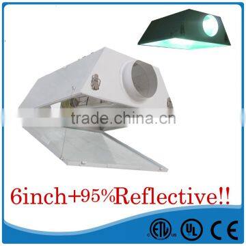 Hydroponic Air Cooled Grow Light Reflector with 6 Inch Duct and Glass Panel