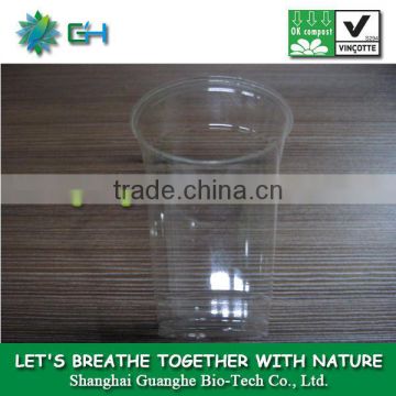 transparent disposable plastic cup 100% compostable