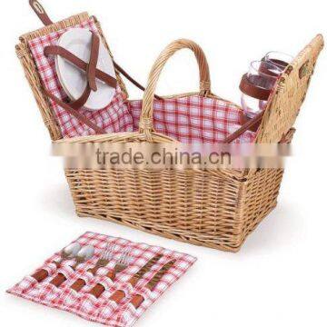 wholesale wicker picnic basket, wicker picnic basket with handle and lid,willow picnic basket with cutlery