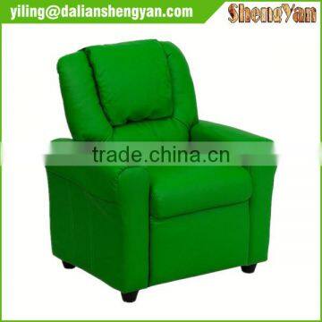 Contemporary Green Vinyl Kids Recliner With Cup Holder and Headrest photo-2