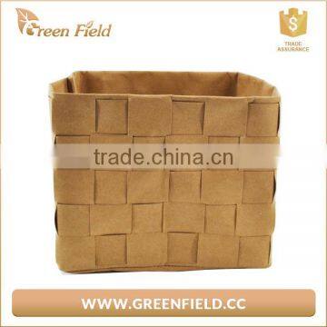 Hand Woven Natural Woven Kraft Paper Basket Weaving Bag for Storage photo-2