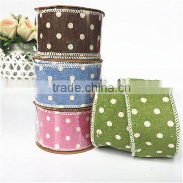 Linen Dots Christmas Ribbon Roll