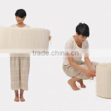 Creative paper furniture,Portable small stool,Pure manual round stool folding stool (cream-colored)