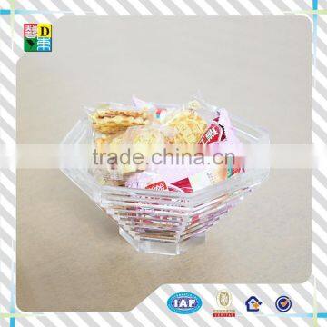 Hot sale simple acrylic clear fruit compote/modern deisgn acrylic polygon dish for fruits with high quality for hotel use China