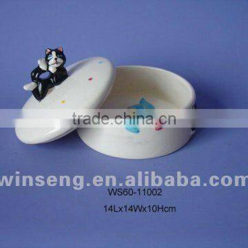 hot selling Cat and Fish decorative ceramic cake holder