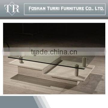 Modern Marble Glass Top Corner Coffee Table photo-2