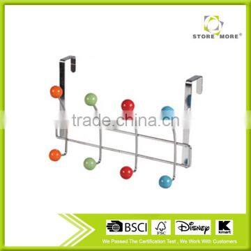 Colorful Plastic Beads Silver Metal Wire 4 Doorback Hook