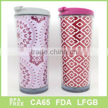 Double wall paper insert plastic advertising mug