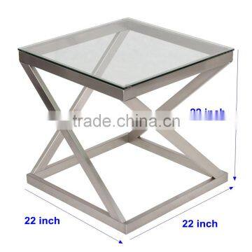 Popular Style Stainless Steel Modern Gold Color Coffee Table With Glass Top photo-4
