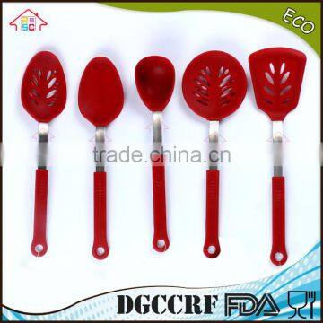 NBRSC FDA/LFGB Heat Resistant Circular Silicone Slotted Spoon Shovel Spatula Turner Spade New Leaf Shaped photo-5