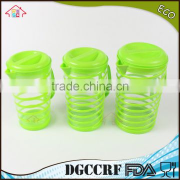 NBRSC set of 4 Plastic Cold Spiral Water Kettle PS Bottle Double Layer Cups