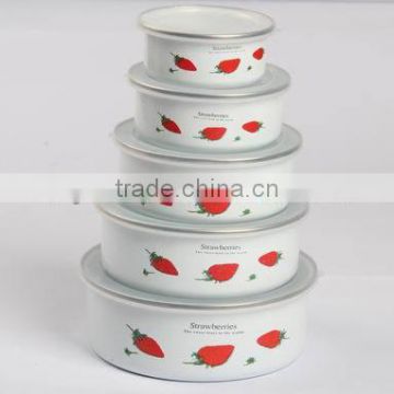 enamel storage bowl sets with PP lid