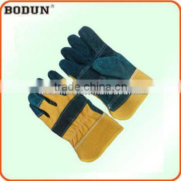 A2015 NEW golden cowhide split leather patch palm glove