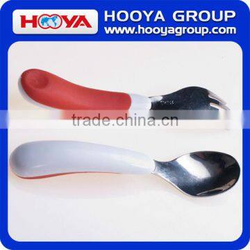 Stainless steel Baby fork & spoon set whit plastic handle