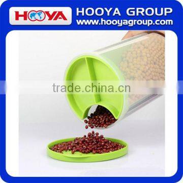 1.5L Round Transparent Plastic Three Portion Cereal Storage Container Dry Food Container Airtight Flip Top Food Saver Containers photo-2