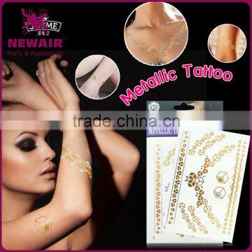 Eco-friendly Flash Gold Metallic Fluorescent Body Skin Safe Temporary Tattoo Sticker photo-4
